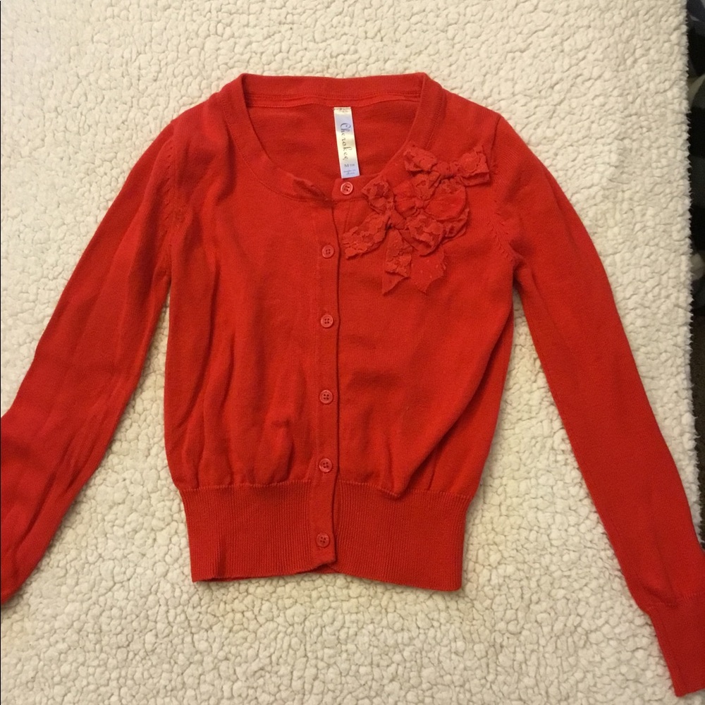 Girls red cardigan